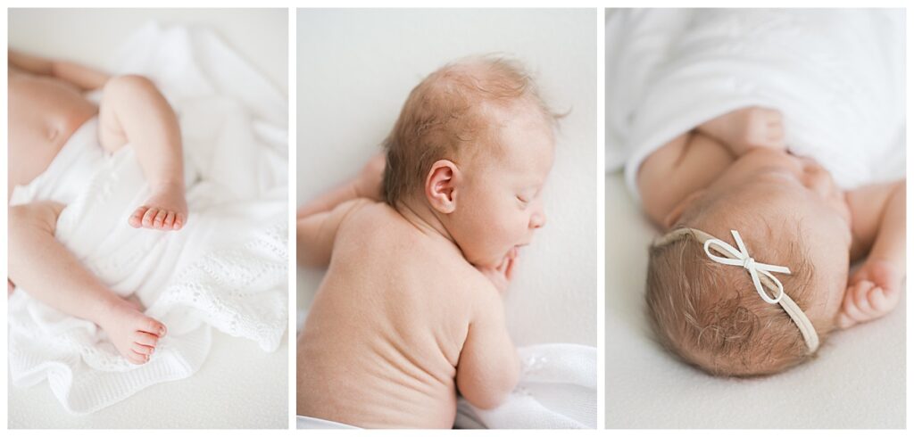 Close-up of newborn toes and fingers captured during a posed session – best time to book a newborn photographer in Mechanicsville Virginia